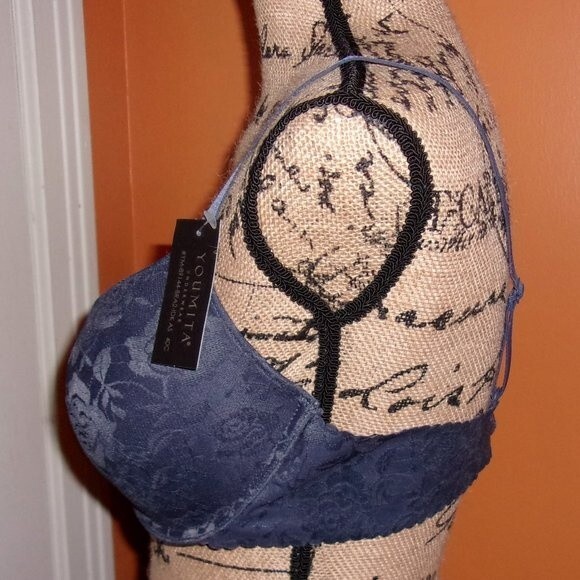 Youmita India Ink Underwire Light Padded Lace Demi 36B Bra NWT - Picture 2 of 9